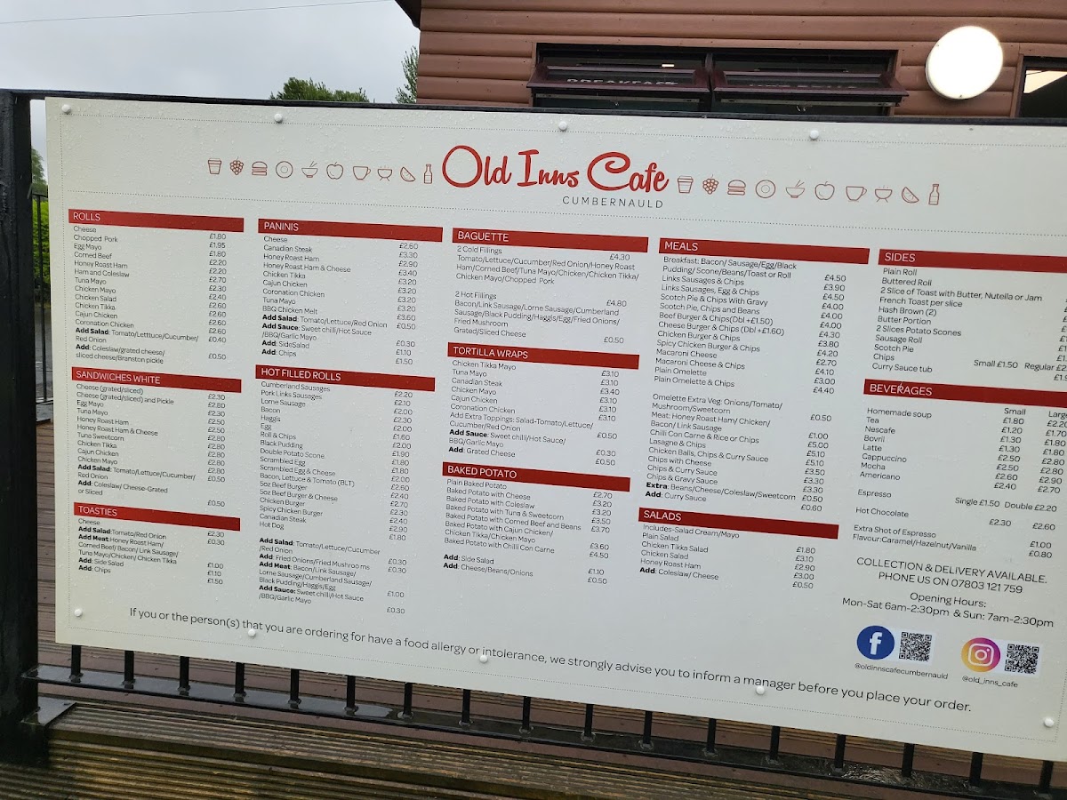 Old Inns Cafe Menu - Image 1